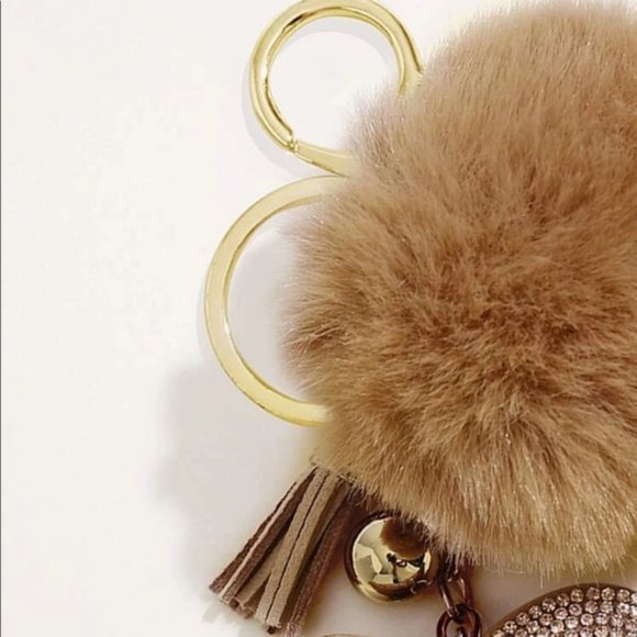 Tan Rhinestone Heart Bag Charm & Keychain - Picture 3 of 3